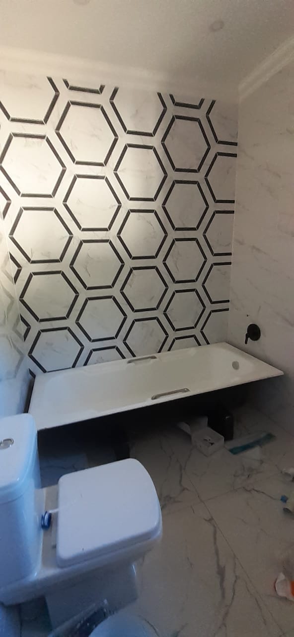 Hexagon Tile Bathroom Feature Wall